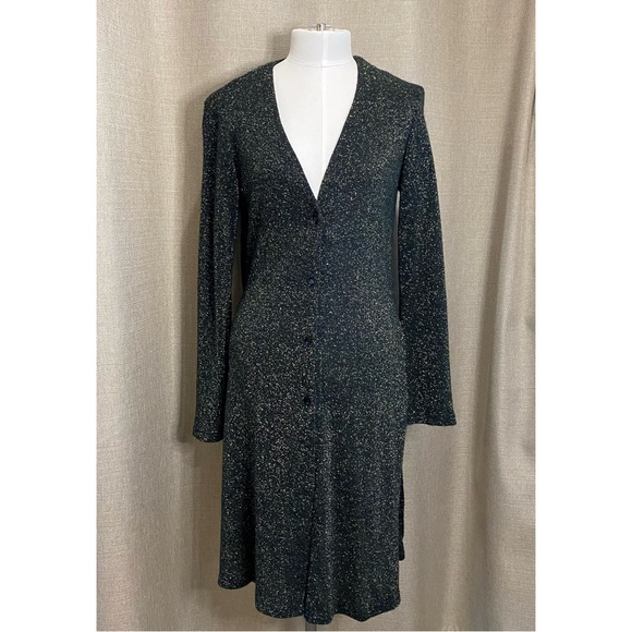 Rabbit Rabbit Rabbit Design size 8P Button Front Shimmer Metallic Long Cardigan - Picture 2 of 8